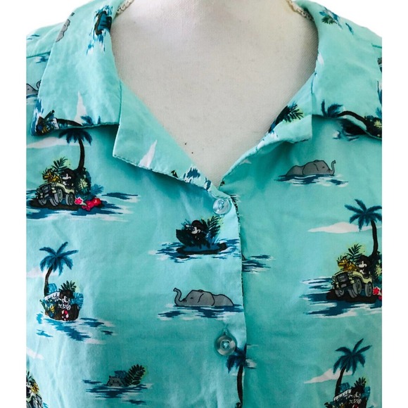Disney Mickey Mouse PLUTO Donald Duck Island Safari Tie Shirt 3XL Her Universe - Picture 7 of 12